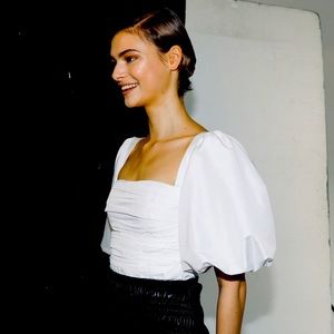 Self-portrait Taffeta a puff Sleeve Top